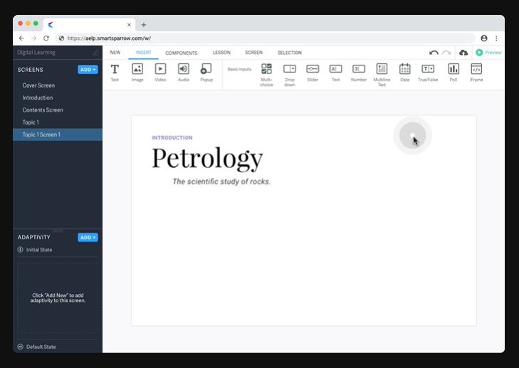 screenshot of Smart Sparrow